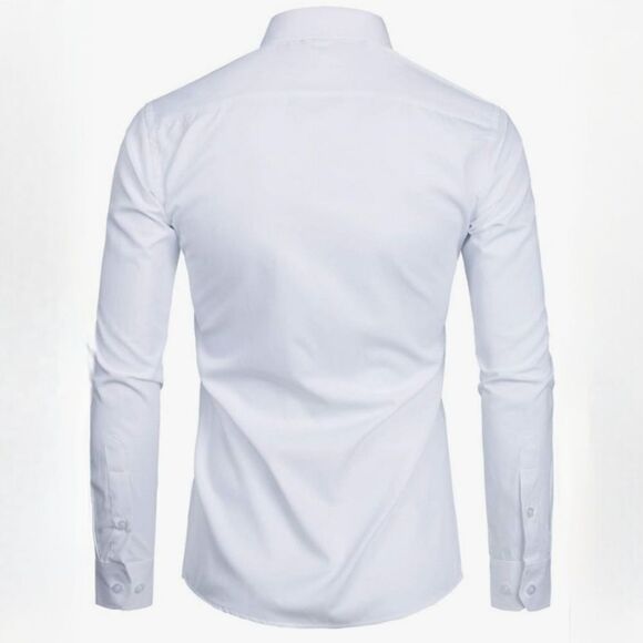 Zeroyaa Men's White Button-Down Cotton-blend Dress Shirt - Picture 2 of 14